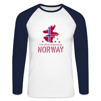 Norwegen Elch norge - Unisex Baseballshirt langarm - Weiß/Navy - Vorne - Nik (191cm)