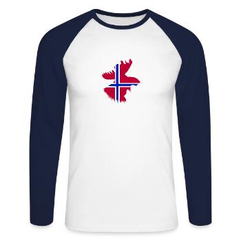 Norwegen Elche - Unisex Baseballshirt langarm - Weiß/Navy - Vorne - Nik (191cm)