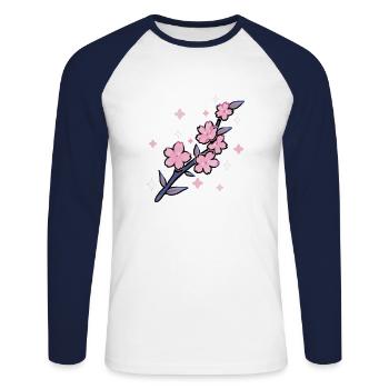 Pink Branch - Unisex Long Sleeve Baseball T-Shirt - white/navy - Front - Nik (191cm)