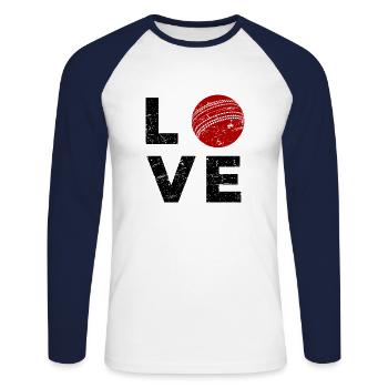 Cricket amour - T-shirt baseball manches longues Homme - blanc/marine - Devant - Nik (191cm)