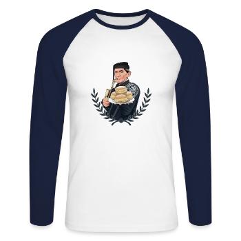 Rieser Grantler // Illustration - Unisex Baseballshirt langarm - Weiß/Navy - Vorne - Nik (191cm)