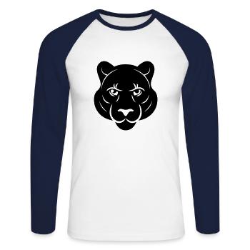 Panther's Head - Unisex Long Sleeve Baseball T-Shirt - white/navy - Front - Nik (191cm)