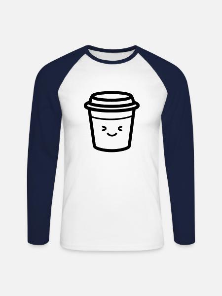 Kaffeebecher - Unisex Baseballshirt langarm - Weiß/Navy