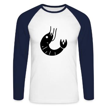 Crevette - T-shirt baseball manches longues Homme - blanc/marine - Devant - Nik (191cm)