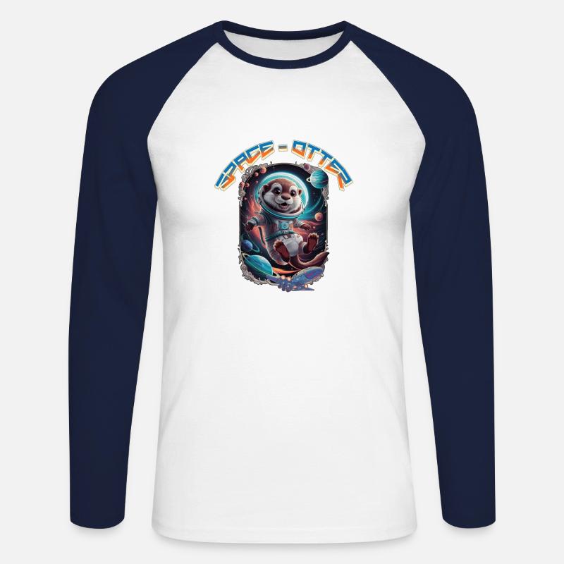 Space Otter - Unisex Baseballshirt langarm - Weiß/Navy