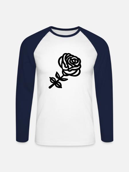Pink Flower - Unisex Long Sleeve Baseball T-Shirt - white/navy