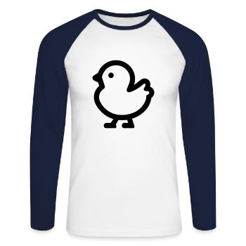 poussin - T-shirt baseball manches longues Homme - blanc/marine - Devant - Nik (191cm)