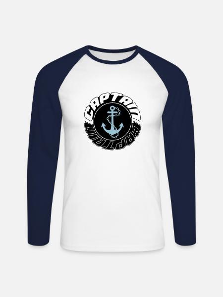 anchor captain 002 - Unisex Long Sleeve Baseball T-Shirt - white/navy