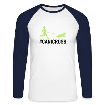 Coureur de Canicross - T-shirt baseball manches longues Homme - blanc/marine - Devant - Nik (191cm)