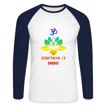 EVERYTHING IS ENERGY - CHAKRA - T-shirt baseball manches longues Homme - blanc/marine - Devant - Nik (191cm)