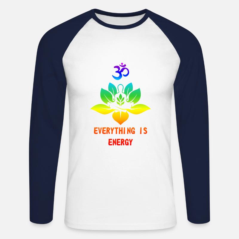 EVERYTHING IS ENERGY - CHAKRA - Unisex Baseballshirt langarm - Weiß/Navy