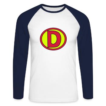 Super, Superheld, Superheldin, Hero, D - T-shirt baseball manches longues Homme - blanc/marine - Devant - Nik (191cm)