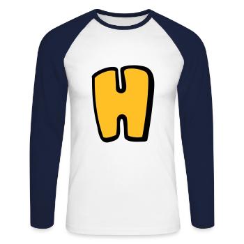 Alphabet H - Unisex Long Sleeve Baseball T-Shirt - white/navy - Front - Nik (191cm)