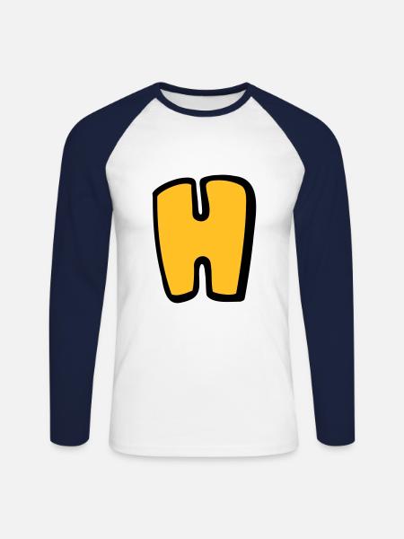 Alphabet H - Unisex Long Sleeve Baseball T-Shirt - white/navy