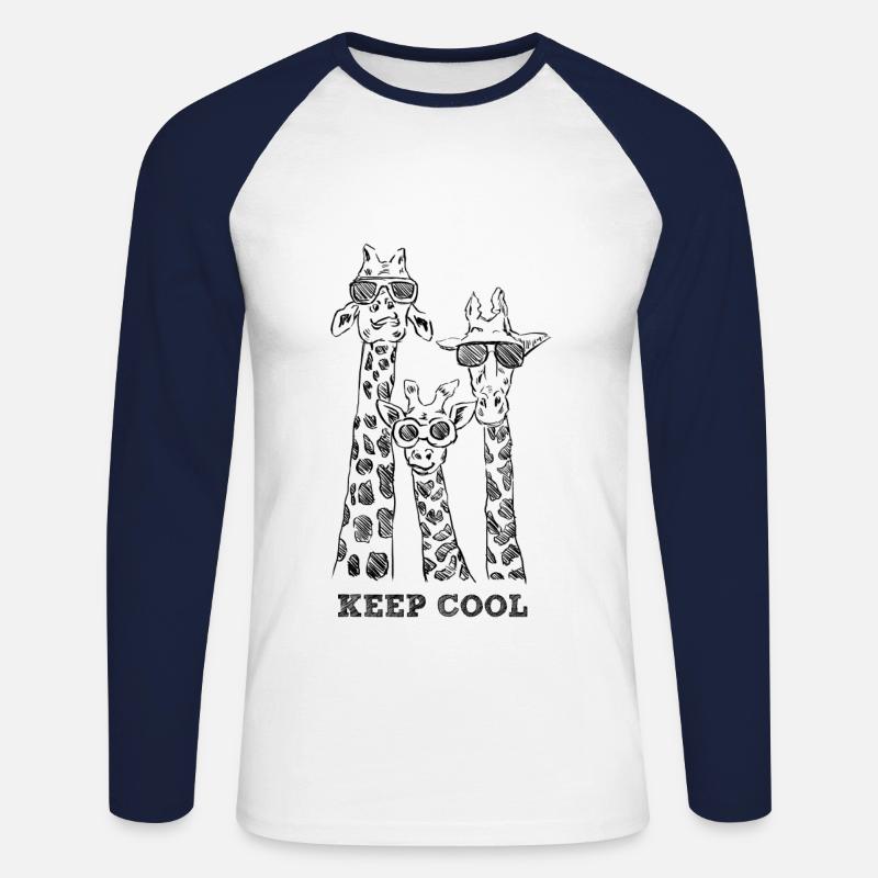 Raffreddare giraffe con occhiali da sole - Maglia da baseball a manica lunga da uomo - bianco/navy
