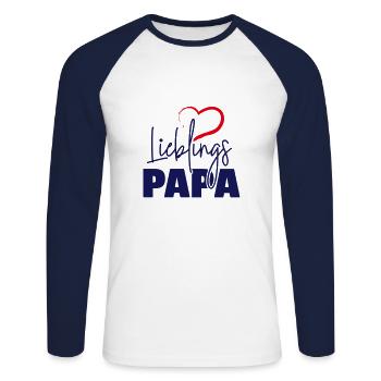 Lieblingspapa - Unisex Baseballshirt langarm - Weiß/Navy - Vorne - Nik (191cm)
