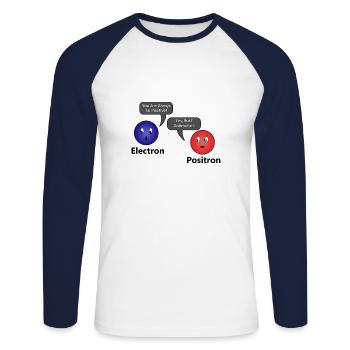 I Antimatter Electron Positron idée cadeau drôle - T-shirt baseball manches longues Homme - blanc/marine - Devant - Nik (191cm)