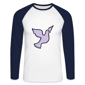 Taube - Unisex Baseballshirt langarm - Weiß/Navy - Vorne - Nik (191cm)