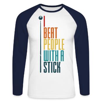 Billiard - Unisex Long Sleeve Baseball T-Shirt - white/navy - Front - Nik (191cm)