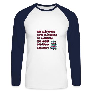 Funny mulled wine gift for Christmas markets - Unisex Long Sleeve Baseball T-Shirt - white/navy - Front - Nik (191cm)