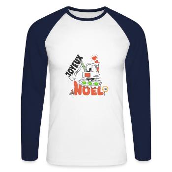 joyeux noel papa cadeau père et fils et fille - T-shirt baseball manches longues Homme - blanc/marine - Devant - Nik (191cm)