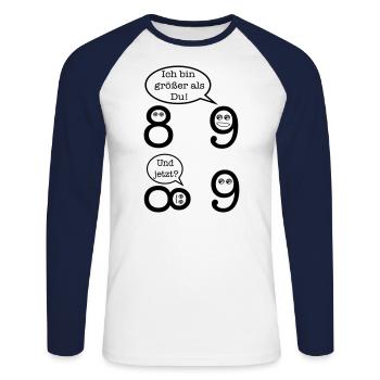 Mathematics Joke - Unisex Long Sleeve Baseball T-Shirt - white/navy - Front - Nik (191cm)