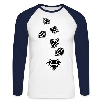 Diamond Icon Silhouette - Unisex Long Sleeve Baseball T-Shirt - white/navy - Front - Nik (191cm)