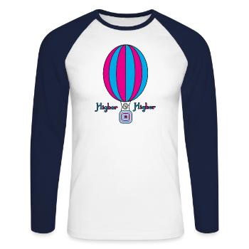 Heißluftballon Higher - Unisex Baseballshirt langarm - Weiß/Navy - Vorne - Nik (191cm)