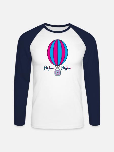 Heißluftballon Higher - Unisex Baseballshirt langarm - Weiß/Navy