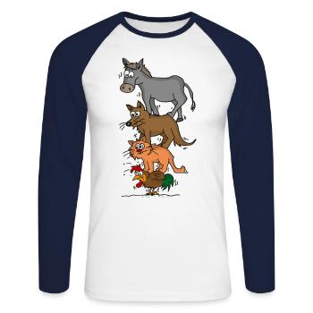 Twisted Bremen Town Musicians - Unisex Long Sleeve Baseball T-Shirt - white/navy - Front - Nik (191cm)