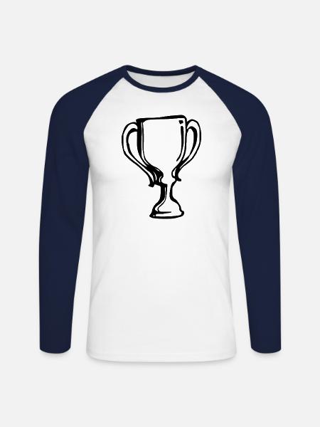 Cup Winner Winner Gift Idea - Unisex Long Sleeve Baseball T-Shirt - white/navy