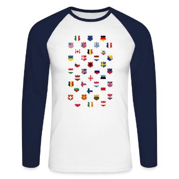 drapeaux du monde - T-shirt baseball manches longues Homme - blanc/marine - Devant - Nik (191cm)