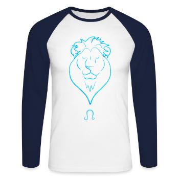 Löwe - Unisex Baseballshirt langarm - Weiß/Navy - Vorne - Nik (191cm)