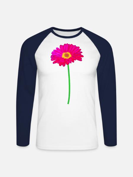 Gerbera - Unisex Baseballshirt langarm - Weiß/Navy