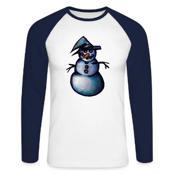Bonhomme de neige sorcière des neiges - T-shirt baseball manches longues Homme - blanc/marine - Devant - Nik (191cm)