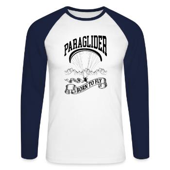 Paraglider Legend Born To Fly | World Paragliding - Unisex Long Sleeve Baseball T-Shirt - white/navy - Front - Nik (191cm)