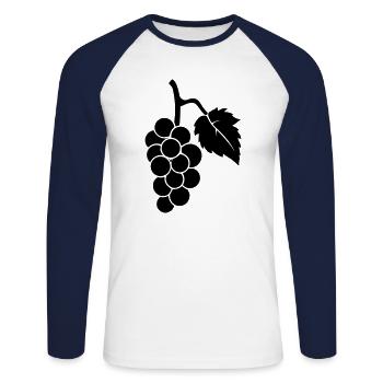 Grape - Unisex Long Sleeve Baseball T-Shirt - white/navy - Front - Nik (191cm)