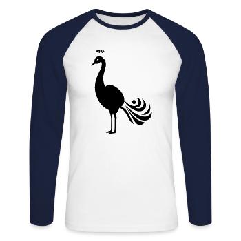Petit paon - T-shirt baseball manches longues Homme - blanc/marine - Devant - Nik (191cm)