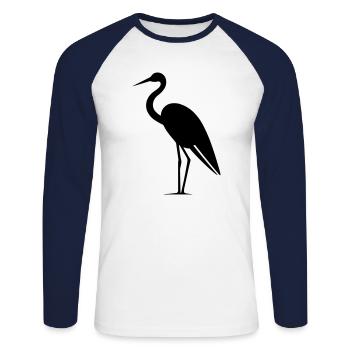 Simple Little Stork - Unisex Long Sleeve Baseball T-Shirt - white/navy - Front - Nik (191cm)