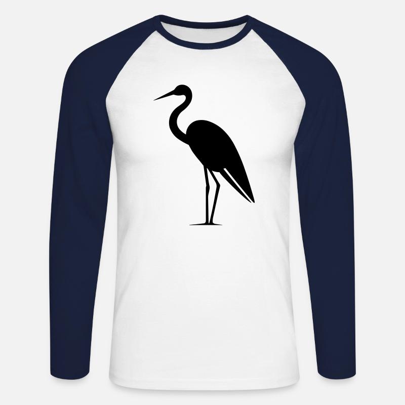 Simple Little Stork - Unisex Long Sleeve Baseball T-Shirt - white/navy