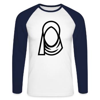 Hijab Kopftuch Muslimische Frau - Unisex Baseballshirt langarm - Weiß/Navy - Vorne - Nik (191cm)