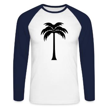 palmier - T-shirt baseball manches longues Homme - blanc/marine - Devant - Nik (191cm)