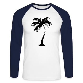 palmier - T-shirt baseball manches longues Homme - blanc/marine - Devant - Nik (191cm)