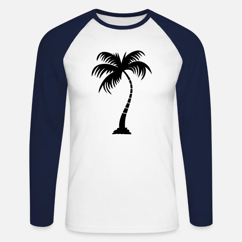 palm tree - Unisex Long Sleeve Baseball T-Shirt - white/navy