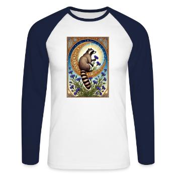 Racoon - Unisex Long Sleeve Baseball T-Shirt - white/navy - Front - Nik (191cm)