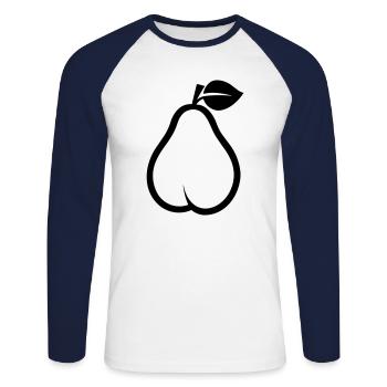 poire - T-shirt baseball manches longues Homme - blanc/marine - Devant - Nik (191cm)