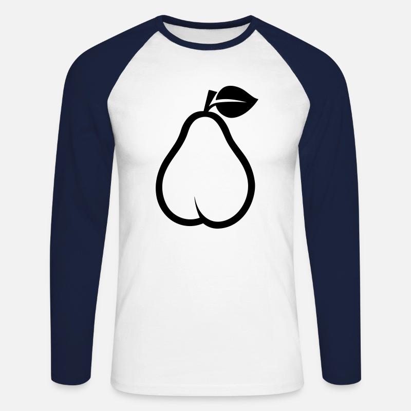Birne - Unisex Baseballshirt langarm - Weiß/Navy