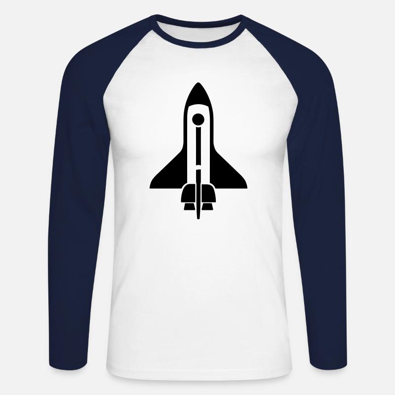 Rakete - Unisex Baseballshirt langarm - Weiß/Navy