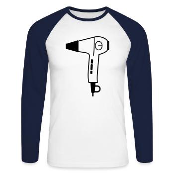 Seche cheveux - T-shirt baseball manches longues Homme - blanc/marine - Devant - Nik (191cm)