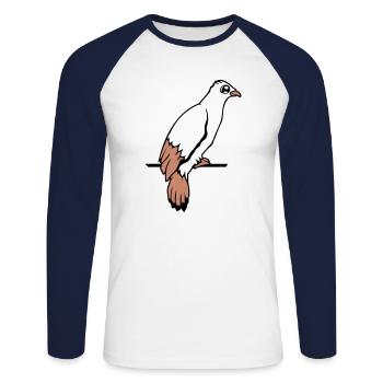 Bird Raven Dove Sitting Cable Hawk Eagle Birdie - Unisex Long Sleeve Baseball T-Shirt - white/navy - Front - Nik (191cm)